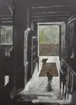 This drawing on black paper shows a Lake District cottage doorway - step by step in pastels and coloured pencils