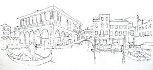 How to assemble your reference photo, correct perspective distortion, and transfer the outline onto watercolour paper for the Venice project.