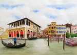Derwent watercolour pencils are used for this tutorial featuring Venice Grand Canal and the Rialto Fish Market