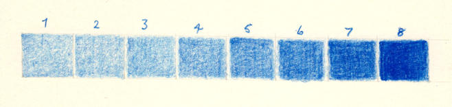 Layering sequence of coloured pencil