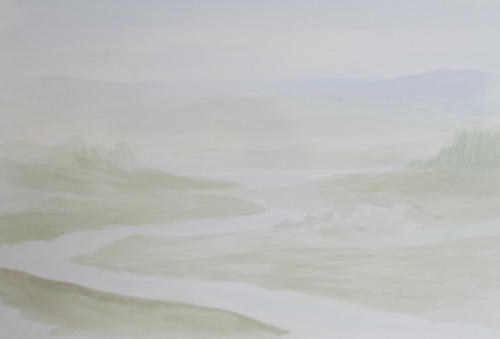 Initial pale washes for the background of the artwork Initial pale washes for the background of the artwork