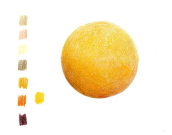 Applying orange and yellow layers over initial shading before final burnishing