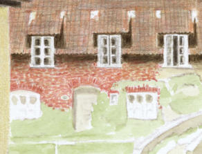 Adding mortar between the bricks in our drawing