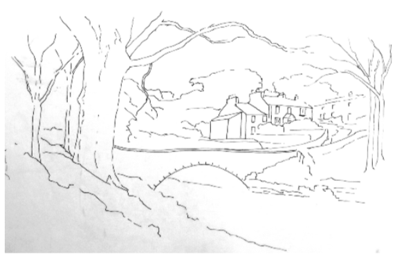 Line drawing of the scene Line drawing of the scene