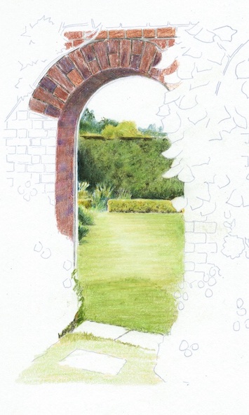 Beginning to draw the brickwork Beginning to draw the brickwork