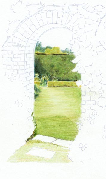 Drawing the view through the archway Drawing the view through the archway