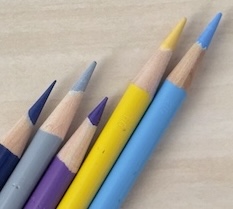 Five coloured pencils - essential art supplies for aspiring artists getting started Five coloured pencils - essential art supplies for aspiring artists getting started