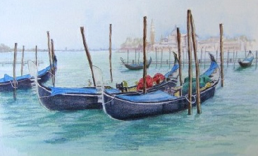 Painting gondolas in pencil Painting gondolas in pencil