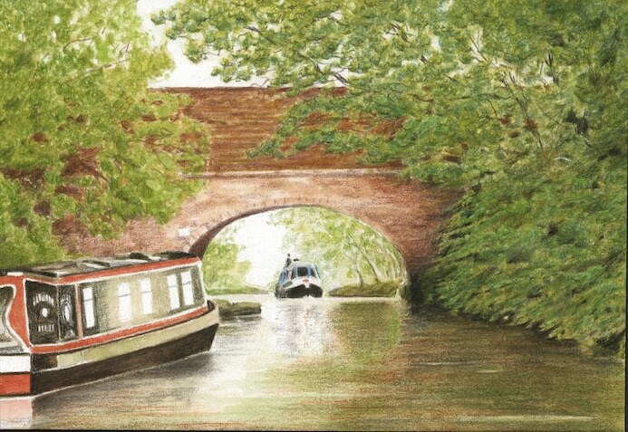 Composing a canal scene drawing Composing a canal scene drawing