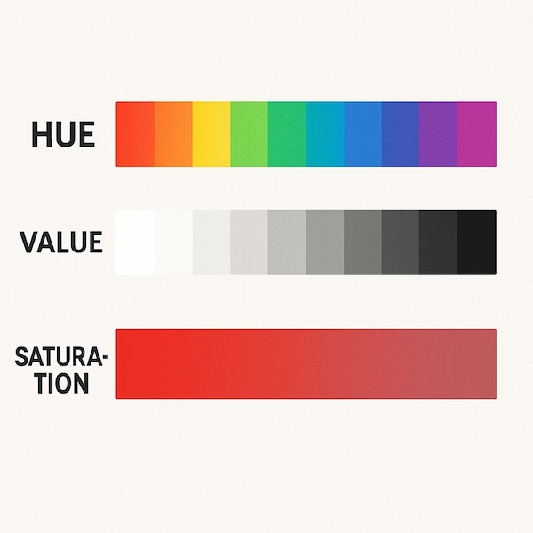 Bars showing hue, value and saturation  Bars showing hue, value and saturation