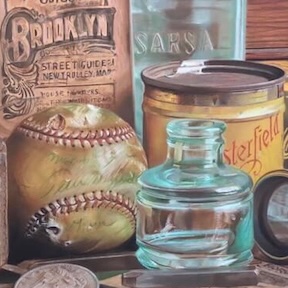 An arrangement of items for a still life drawing