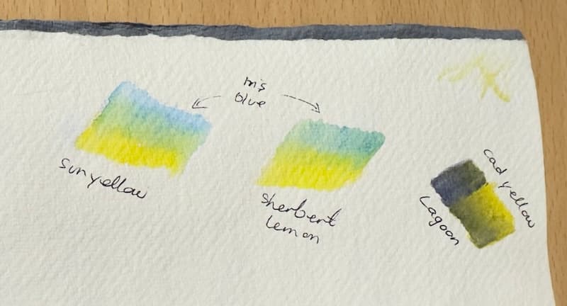 mixing greens with derwent inktense