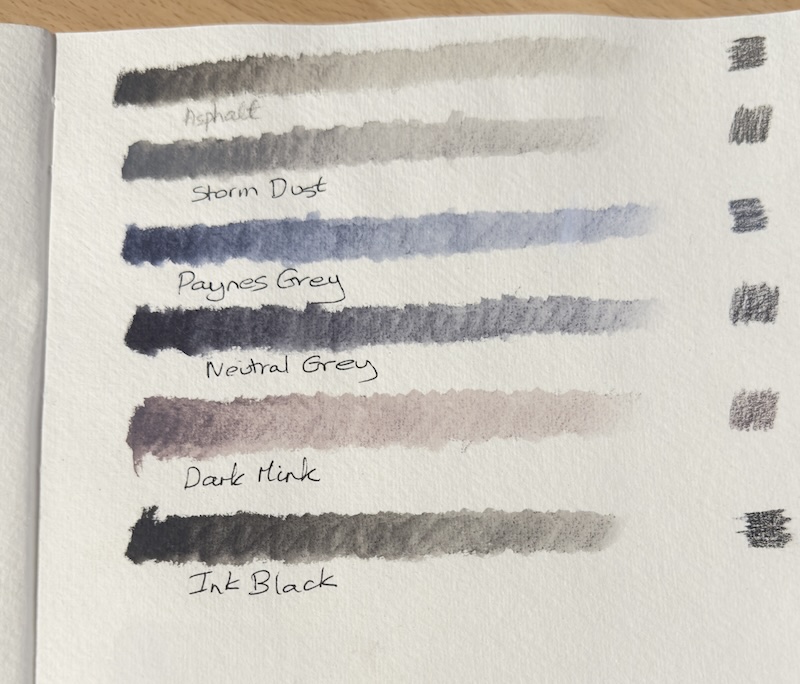 neutral inktense swatches