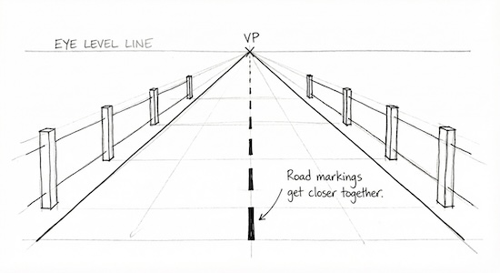 diagram of a road showing one point perspective diagram of a road showing one point perspective