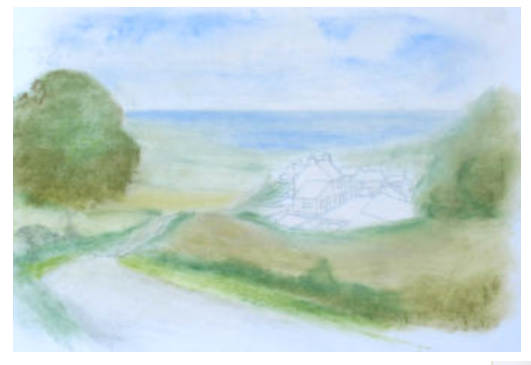 The foundation layers of a pastel drawing