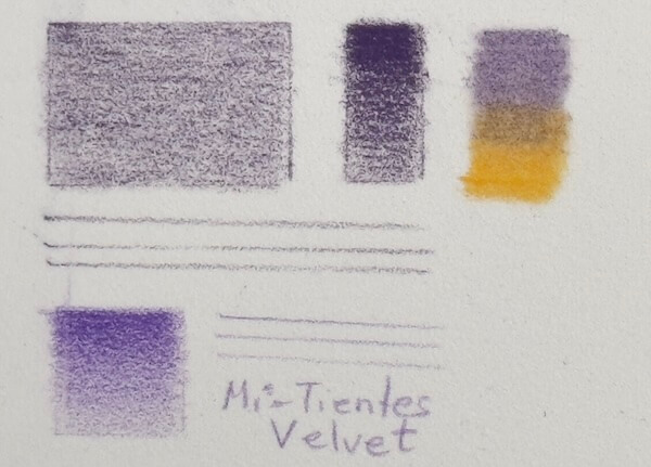 Performance of Cretacolor pastel pencils & Polychromos on Canson Mi-Teintes Velvet, demonstrating its excellent layering, smooth finish, and suitability for both media.