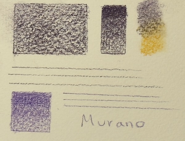 Comparing pastel pencil and Polychromos application on Daler Rowney Murano paper; demonstrates good pastel pencil handling but resistance to traditional coloured pencils