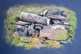 Study of rocks worked in pastel pencils.