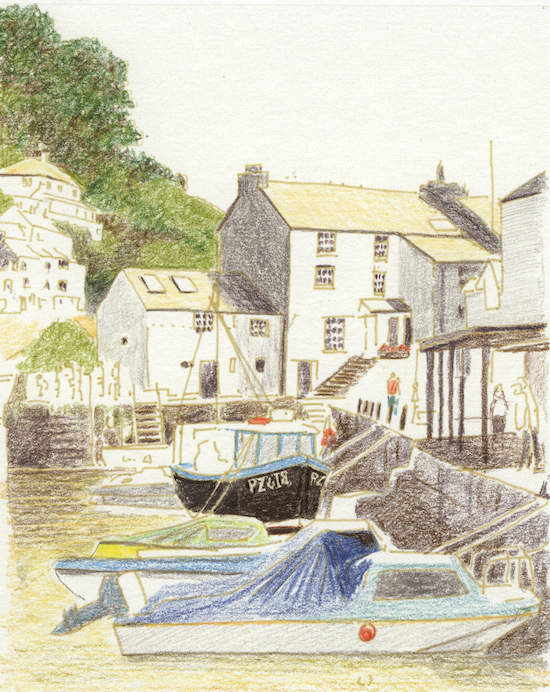 The dry layers of watercolor pencil