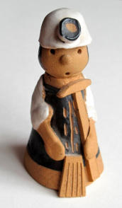 Original reference photo of a Welsh slate miner figurine, the subject for coloured pencil paper suitability tests