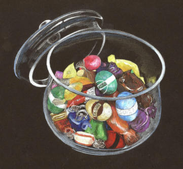 Drawing a sweet jar on black paper Drawing a sweet jar on black paper