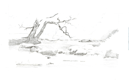 Drawing in the main elements of the scene