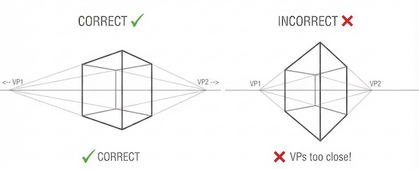 correct and incorrect two point perspecive