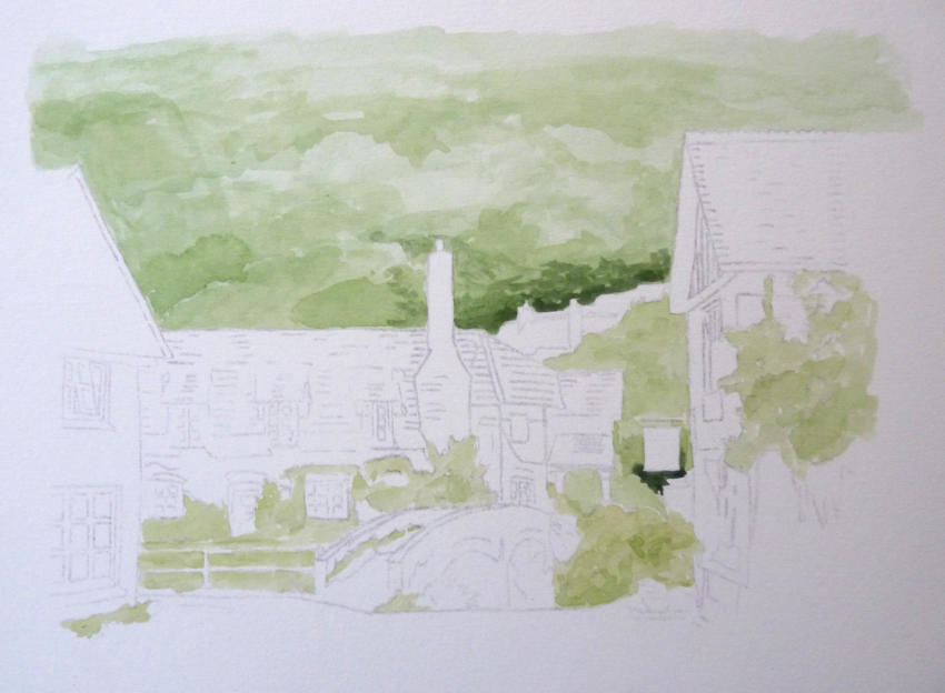 Watercolour pencil underpainting