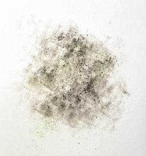 second colour added to watercolour pencil shavings for rock texture