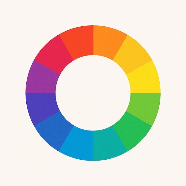 Basic colour wheel showing primary, secondary and tertiary colours