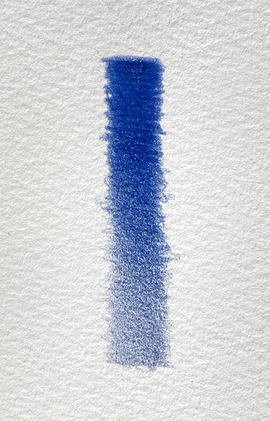 Blue coloured pencil pressure test showing light to heavy application