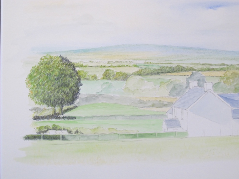 Peter Weatherill's fuller second version of the Pen y Fan farm with a tree added on the left