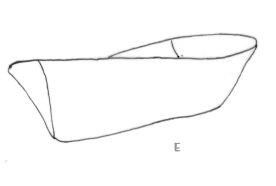 alternative outline drawing of a small wooden boat from the figure eight method