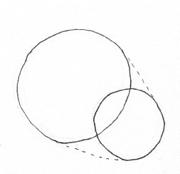 Constructing a pear shape from two overlapping circles in light pencil