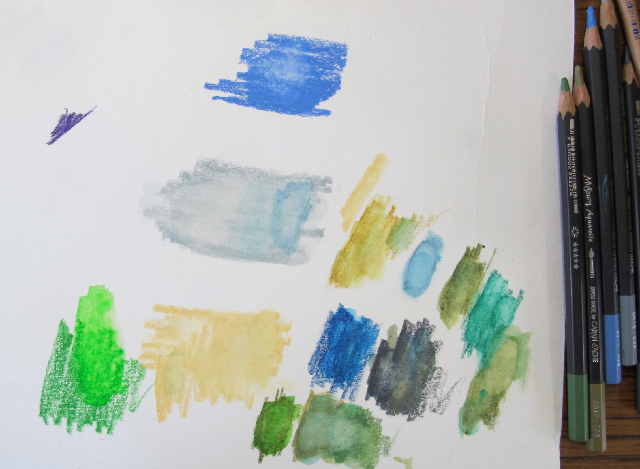 Testing the watercolour pencil strength with water