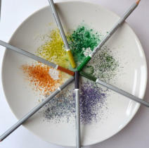 Photo of white plate and pencil shavings