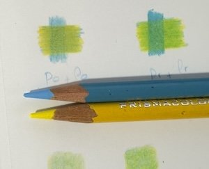 A wax-based Prismacolor coloured pencil tip blunted after light drawing