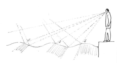 diagram showing how ripples break reflections into light and dark bands