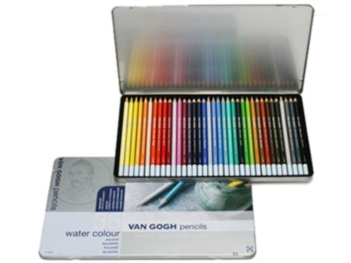 A tin of Royal Talens Van Gogh coloured pencils