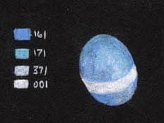 Blue sweet wrapper colour sequence swatched on black paper