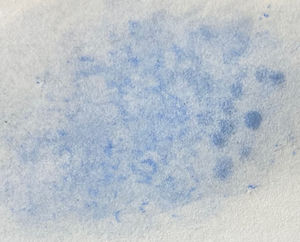watercolour pencil shavings moved through wet paper with an applicator