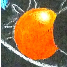 Extreme close-up of a single tomato: white highlight protected, warm colours layered over it