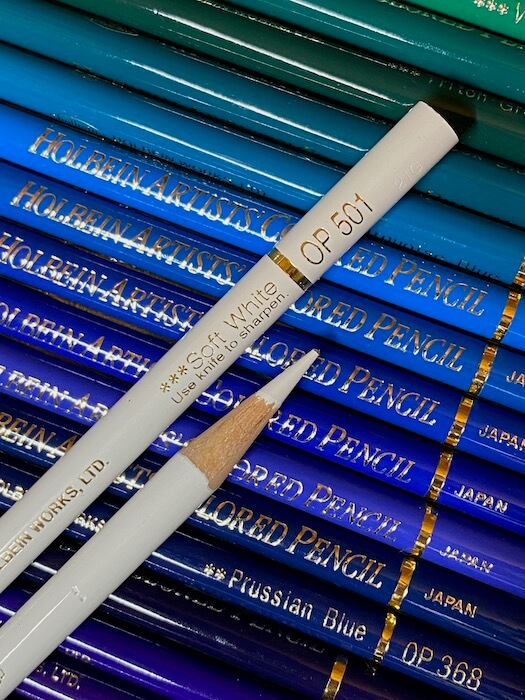 Holbein Soft White OP501 pencil, the one that needs hand sharpening with a knife