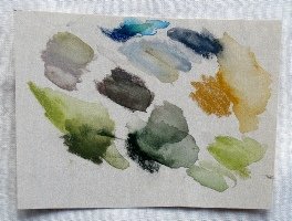 watercolour pencil pigment rubbed onto grit paper and used as a palette